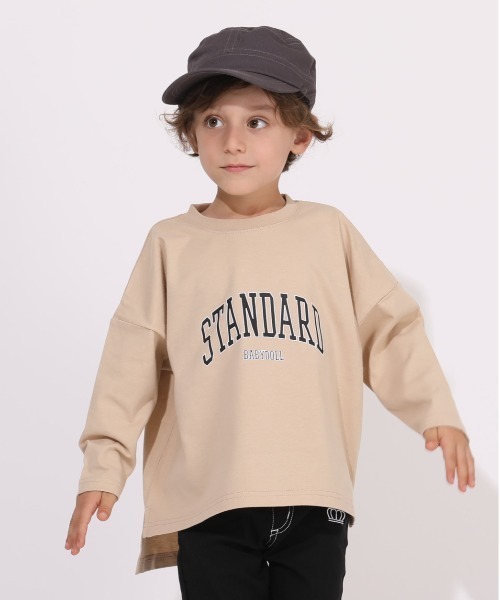 BABYDOLL（ベビードール）の「WEB限定 カレッジロゴ スリット ロンT 6014K（Tシャツ/カットソー・キッズ・ブラック/パープル/チェリーピンク/ブルー/ベージュ/ライトグリーン・100cm/120cm/140cm/80ｃｍ/110cm/90cm/130cm/160cm/150cm）」の3枚目の写真