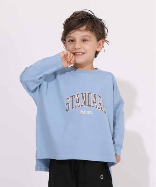 BABYDOLL（ベビードール）の「WEB限定 カレッジロゴ スリット ロンT 6014K（Tシャツ/カットソー・キッズ・ブラック/パープル/チェリーピンク/ブルー/ベージュ/ライトグリーン・100cm/120cm/140cm/80ｃｍ/110cm/90cm/130cm/160cm/150cm）」の5枚目の写真