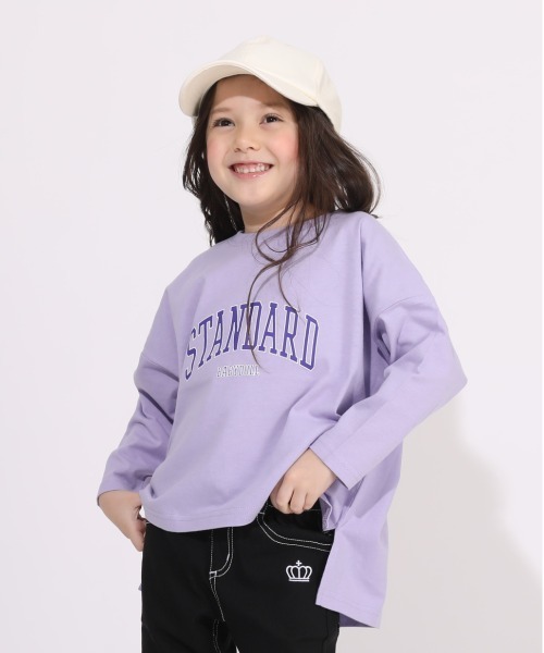BABYDOLL（ベビードール）の「WEB限定 カレッジロゴ スリット ロンT 6014K（Tシャツ/カットソー・キッズ・ブラック/パープル/チェリーピンク/ブルー/ベージュ/ライトグリーン・100cm/120cm/140cm/80ｃｍ/110cm/90cm/130cm/160cm/150cm）」の22枚目の写真