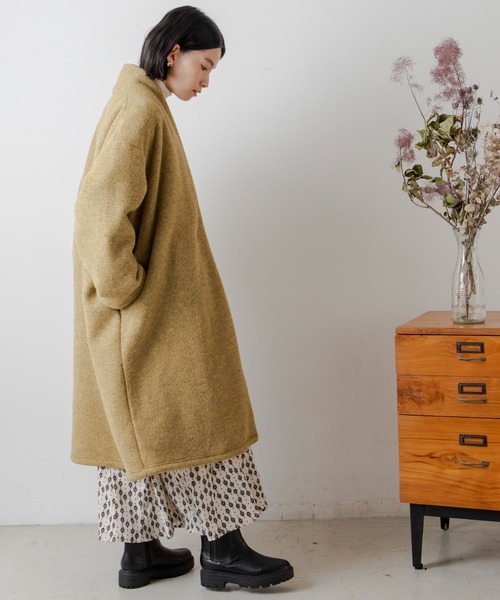 ANGIE（アンジー）の「ボンディングショールカラーガウンコート（ノーカラーコート・レディース・ベージュ/ブラウン/マスタード/スミクロ・FREE）」の10枚目の写真