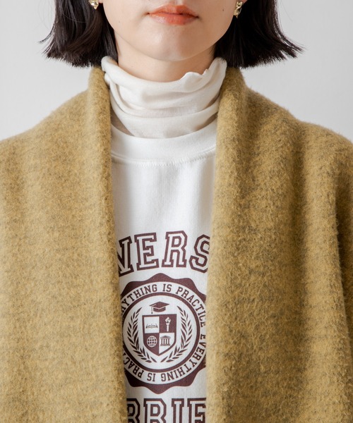 ANGIE（アンジー）の「ボンディングショールカラーガウンコート（ノーカラーコート・レディース・ベージュ/ブラウン/マスタード/スミクロ・FREE）」の14枚目の写真