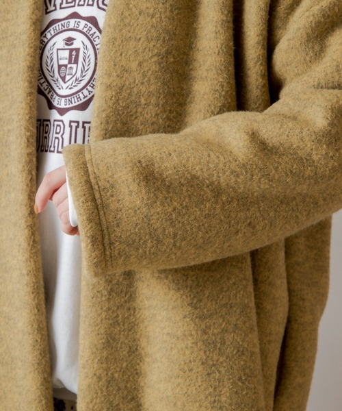 ANGIE（アンジー）の「ボンディングショールカラーガウンコート（ノーカラーコート・レディース・ベージュ/ブラウン/マスタード/スミクロ・FREE）」の21枚目の写真