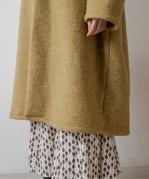 ANGIE（アンジー）の「ボンディングショールカラーガウンコート（ノーカラーコート・レディース・ベージュ/ブラウン/マスタード/スミクロ・FREE）」の11枚目の写真