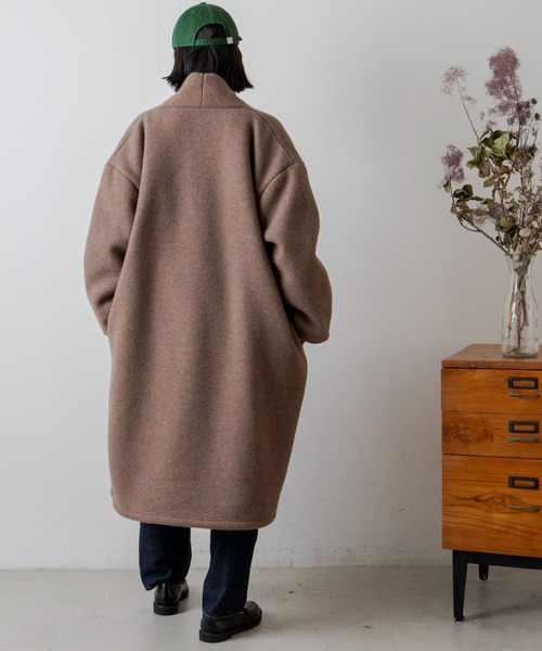 ANGIE（アンジー）の「ボンディングショールカラーガウンコート（ノーカラーコート・レディース・ベージュ/ブラウン/マスタード/スミクロ・FREE）」の16枚目の写真