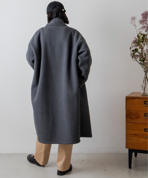 ANGIE（アンジー）の「ボンディングショールカラーガウンコート（ノーカラーコート・レディース・ベージュ/ブラウン/マスタード/スミクロ・FREE）」の19枚目の写真