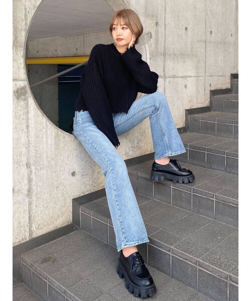 EMODA(エモダ)の「ラウンドカットクラッシュニット(ニット/セーター・レディース・ブラック/イエロー/グリーン/アイボリー・FREE)」の21枚目の写真