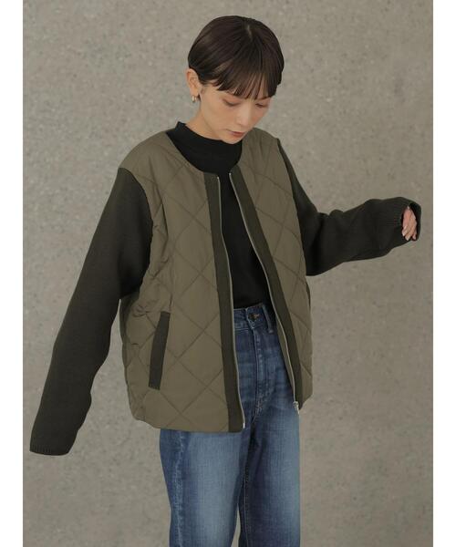 rem closet（レムクローゼット）の「ウォッシャブルキルティングジャケット（ブルゾン・レディース・ブラック/カーキ・S）」の3枚目の写真