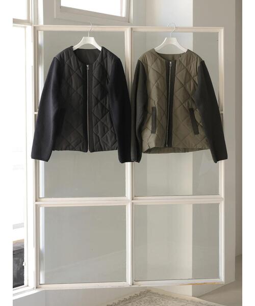 rem closet（レムクローゼット）の「ウォッシャブルキルティングジャケット（ブルゾン・レディース・ブラック/カーキ・S）」の16枚目の写真