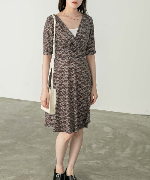 フランス製 幾何学柄プリント五分袖ワンピース ワンピース Chaco Closet チャコ クローゼット のファッション通販 Zozotown