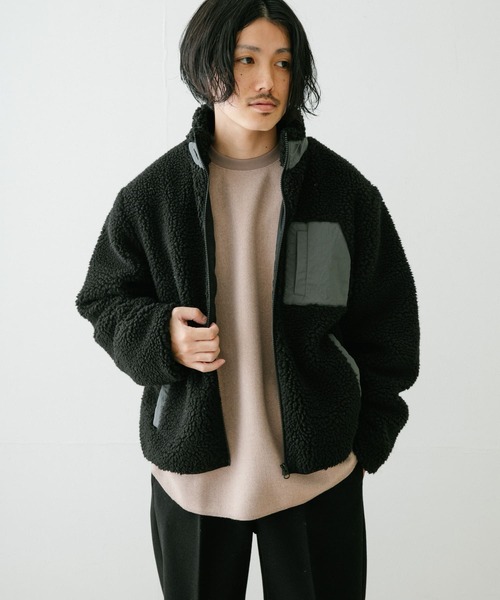 ITEMS URBANRESEARCH（アイテムズ アーバンリサーチ）の「ハイネックボアブルゾン（ブルゾン・メンズ・オフホワイト/ブラック/グレー・MEDIUM/LARGE）」の2枚目の写真