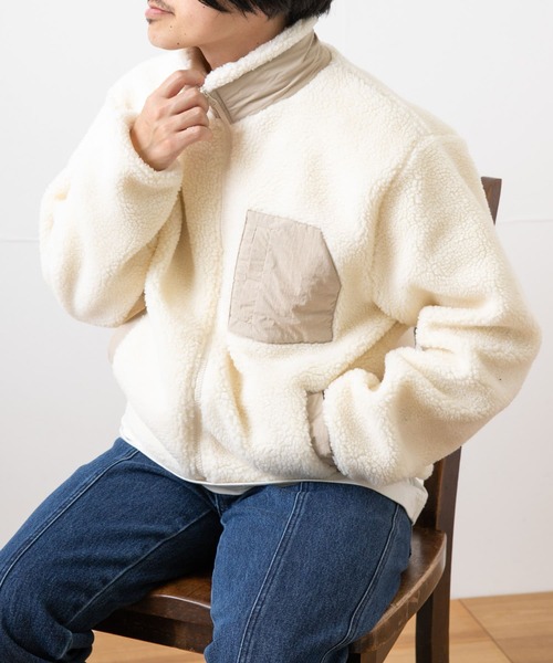 ITEMS URBANRESEARCH（アイテムズ アーバンリサーチ）の「ハイネックボアブルゾン（ブルゾン・メンズ・オフホワイト/ブラック/グレー・MEDIUM/LARGE）」の14枚目の写真