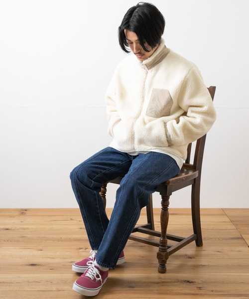 ITEMS URBANRESEARCH（アイテムズ アーバンリサーチ）の「ハイネックボアブルゾン（ブルゾン・メンズ・オフホワイト/ブラック/グレー・MEDIUM/LARGE）」の10枚目の写真