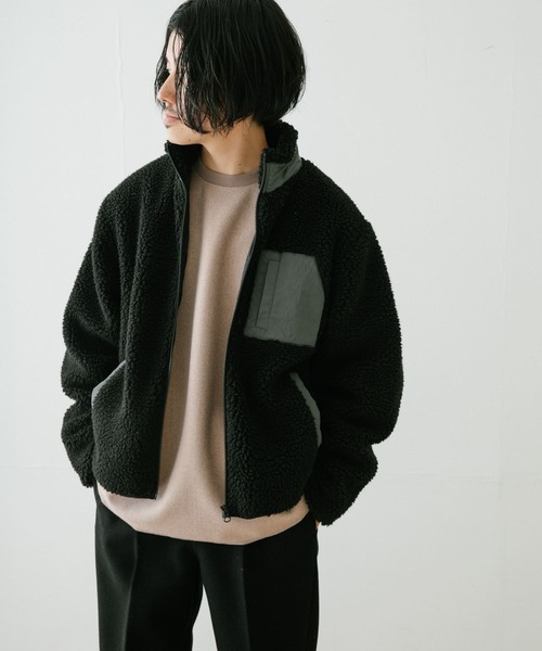 ITEMS URBANRESEARCH（アイテムズ アーバンリサーチ）の「ハイネックボアブルゾン（ブルゾン・メンズ・オフホワイト/ブラック/グレー・MEDIUM/LARGE）」の8枚目の写真