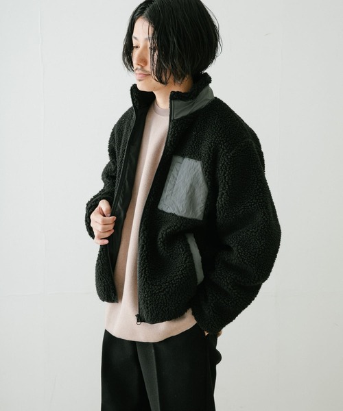 ITEMS URBANRESEARCH（アイテムズ アーバンリサーチ）の「ハイネックボアブルゾン（ブルゾン・メンズ・オフホワイト/ブラック/グレー・MEDIUM/LARGE）」の17枚目の写真