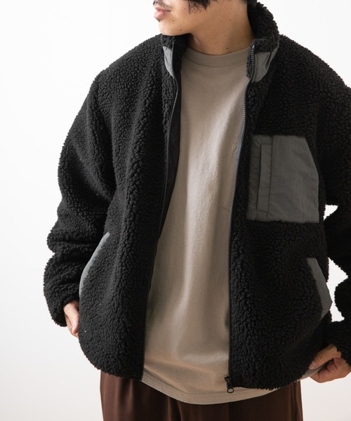 ITEMS URBANRESEARCH（アイテムズ アーバンリサーチ）の「ハイネックボアブルゾン（ブルゾン・メンズ・オフホワイト/ブラック/グレー・MEDIUM/LARGE）」の12枚目の写真