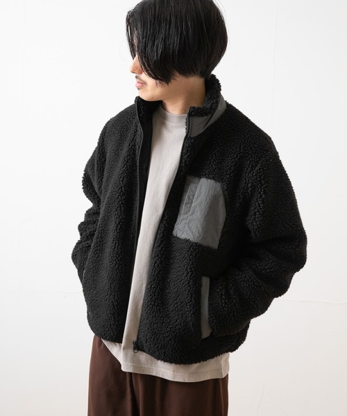 ITEMS URBANRESEARCH（アイテムズ アーバンリサーチ）の「ハイネックボアブルゾン（ブルゾン・メンズ・オフホワイト/ブラック/グレー・MEDIUM/LARGE）」の6枚目の写真