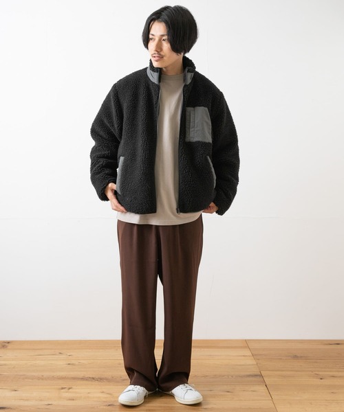 ITEMS URBANRESEARCH（アイテムズ アーバンリサーチ）の「ハイネックボアブルゾン（ブルゾン・メンズ・オフホワイト/ブラック/グレー・MEDIUM/LARGE）」の15枚目の写真