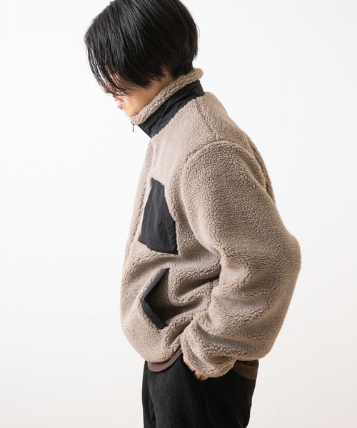 ITEMS URBANRESEARCH（アイテムズ アーバンリサーチ）の「ハイネックボアブルゾン（ブルゾン・メンズ・オフホワイト/ブラック/グレー・MEDIUM/LARGE）」の22枚目の写真