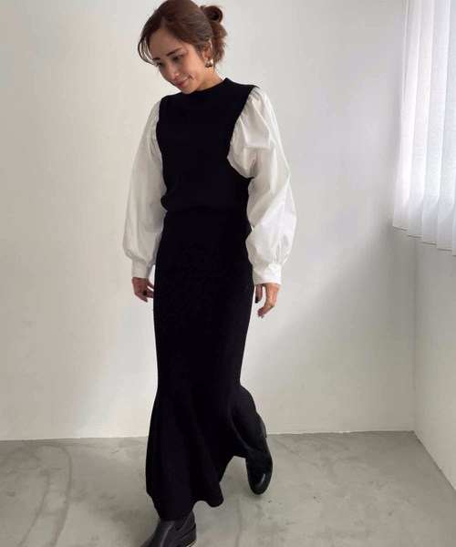 M y u(ミュー)の「マーメイドニットスカート(スカート・レディース・ブラック/アイボリー/グレイッシュベージュ・FREE)」の13枚目の写真