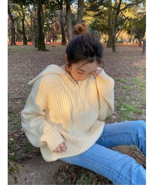 RODEO CROWNS WIDE BOWL（ロデオクラウンズワイドボウル）の「セーラーカラーニットトップス（ニット/セーター・レディース・アイボリー/ネイビー/ブラウン・FREE）」の7枚目の写真