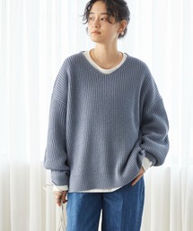 AMERICAN HOLIC | Vネック片畦袖ボリュームニットプルオーバー(ニット/セーター)