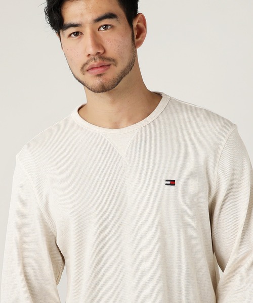 TOMMY HILFIGER(トミーヒルフィガー)の「TOMMY HILFIGER トミー ヒルフィガー /胸ワンポイント ステッチ ワッフルクルーネック長袖Tシャツ(Tシャツ/カットソー・メンズ・ホワイト/ブラック/ヘザーグレー/オートミール/ダークネイビー・S/M/L/XL)」の4枚目の写真