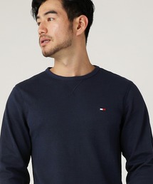 TOMMY HILFIGER トミー ヒルフィガー /胸ワンポイント ステッチ ワッフルクルーネック長袖Tシャツ