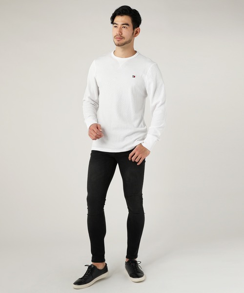 TOMMY HILFIGER(トミーヒルフィガー)の「TOMMY HILFIGER トミー ヒルフィガー /胸ワンポイント ステッチ ワッフルクルーネック長袖Tシャツ(Tシャツ/カットソー・メンズ・ホワイト/ブラック/ヘザーグレー/オートミール/ダークネイビー・S/M/L/XL)」の6枚目の写真