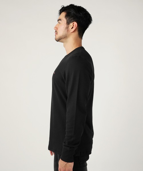TOMMY HILFIGER(トミーヒルフィガー)の「TOMMY HILFIGER トミー ヒルフィガー /胸ワンポイント ステッチ ワッフルクルーネック長袖Tシャツ(Tシャツ/カットソー・メンズ・ホワイト/ブラック/ヘザーグレー/オートミール/ダークネイビー・S/M/L/XL)」の10枚目の写真