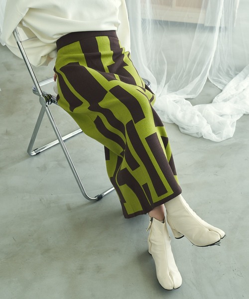 VACANCY（ヴァカンシー）の「ランダムスクエアニットペンシルスカート（スカート・レディース・グリーン/ブラック・FREE）」の17枚目の写真
