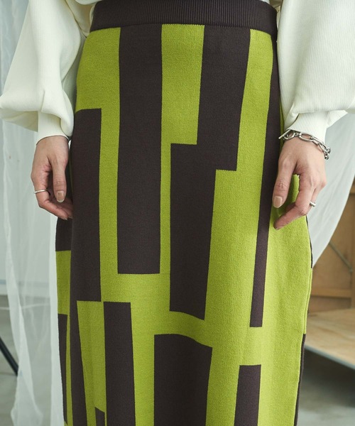 VACANCY（ヴァカンシー）の「ランダムスクエアニットペンシルスカート（スカート・レディース・グリーン/ブラック・FREE）」の18枚目の写真