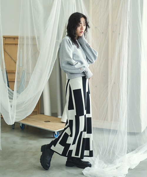 VACANCY（ヴァカンシー）の「ランダムスクエアニットペンシルスカート（スカート・レディース・グリーン/ブラック・FREE）」の7枚目の写真