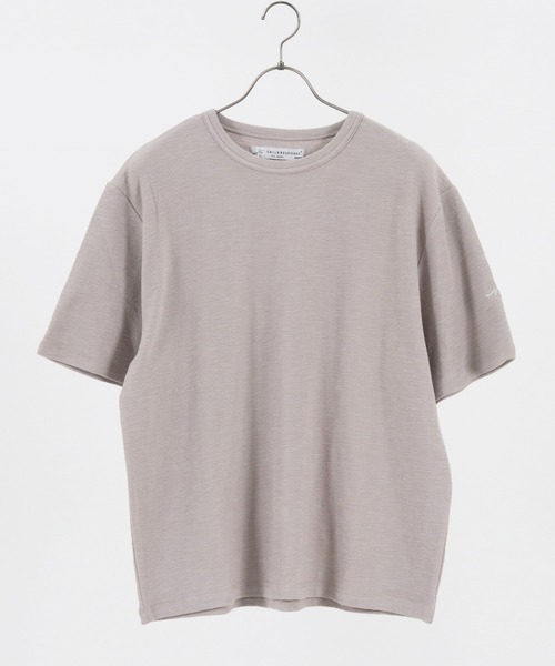 CALL&RESPONSE(コールアンドレスポンス)の「mt7575-メランジ-クルーネック半袖プルオーバー(Tシャツ/カットソー・メンズ・カーキ/ブラック/ベージュ/ホワイト/ピンク・1/5/2/4)」の1枚目の写真