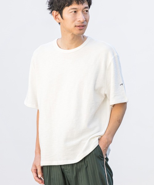 CALL&RESPONSE(コールアンドレスポンス)の「mt7575-メランジ-クルーネック半袖プルオーバー(Tシャツ/カットソー・メンズ・カーキ/ブラック/ベージュ/ホワイト/ピンク・1/5/2/4)」の3枚目の写真