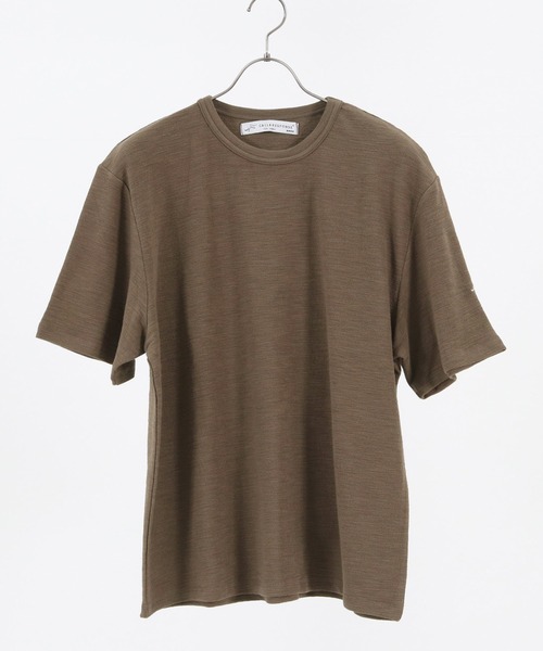 CALL&RESPONSE(コールアンドレスポンス)の「mt7575-メランジ-クルーネック半袖プルオーバー(Tシャツ/カットソー・メンズ・カーキ/ブラック/ベージュ/ホワイト/ピンク・1/5/2/4)」の2枚目の写真