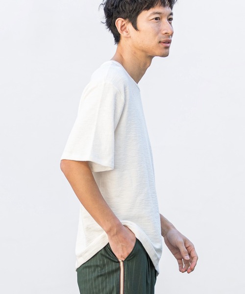 CALL&RESPONSE(コールアンドレスポンス)の「mt7575-メランジ-クルーネック半袖プルオーバー(Tシャツ/カットソー・メンズ・カーキ/ブラック/ベージュ/ホワイト/ピンク・1/5/2/4)」の6枚目の写真