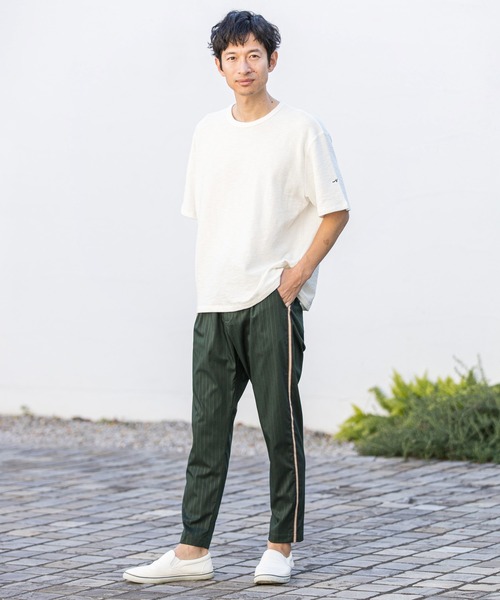 CALL&RESPONSE(コールアンドレスポンス)の「mt7575-メランジ-クルーネック半袖プルオーバー(Tシャツ/カットソー・メンズ・カーキ/ブラック/ベージュ/ホワイト/ピンク・1/5/2/4)」の8枚目の写真