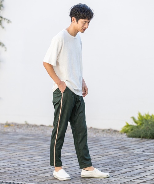 CALL&RESPONSE(コールアンドレスポンス)の「mt7575-メランジ-クルーネック半袖プルオーバー(Tシャツ/カットソー・メンズ・カーキ/ブラック/ベージュ/ホワイト/ピンク・1/5/2/4)」の10枚目の写真