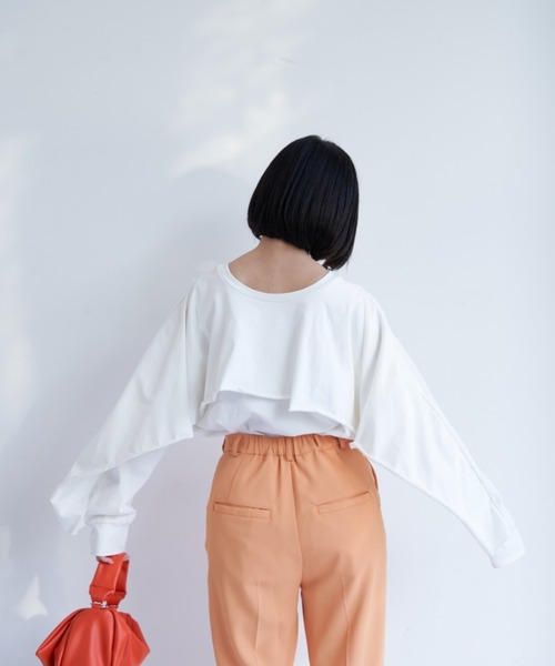 VANNIE U(ヴァニーユー)の「バックケープロンT/2WAY着用可能(Tシャツ/カットソー・レディース・ホワイト/ブルー・FREE)」の17枚目の写真