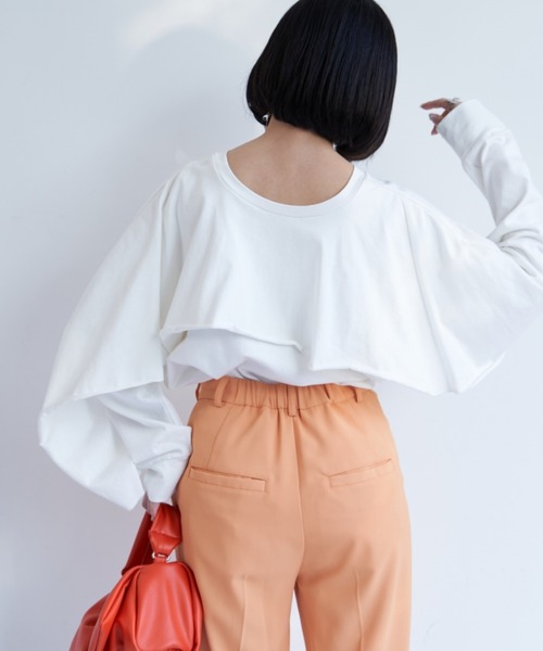 VANNIE U(ヴァニーユー)の「バックケープロンT/2WAY着用可能(Tシャツ/カットソー・レディース・ホワイト/ブルー・FREE)」の13枚目の写真