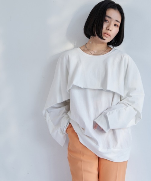 VANNIE U(ヴァニーユー)の「バックケープロンT/2WAY着用可能(Tシャツ/カットソー・レディース・ホワイト/ブルー・FREE)」の21枚目の写真