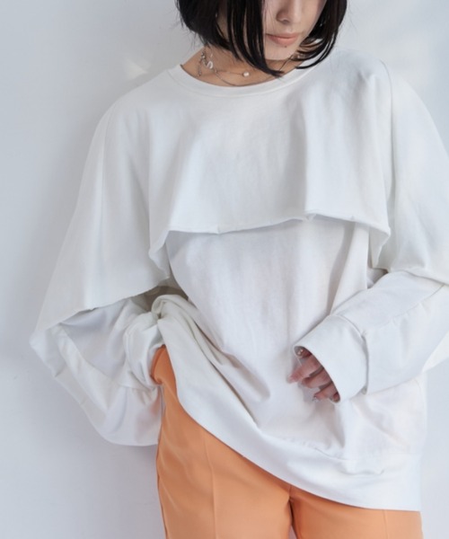 VANNIE U(ヴァニーユー)の「バックケープロンT/2WAY着用可能(Tシャツ/カットソー・レディース・ホワイト/ブルー・FREE)」の18枚目の写真