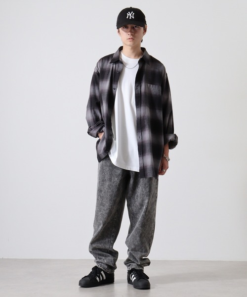 SUGGESTION（サジェッション）の「SUGGESTION ケミカルウォッシュバギーパンツ（その他パンツ・メンズ・ブラック/サックスブルー・M/L）」の6枚目の写真