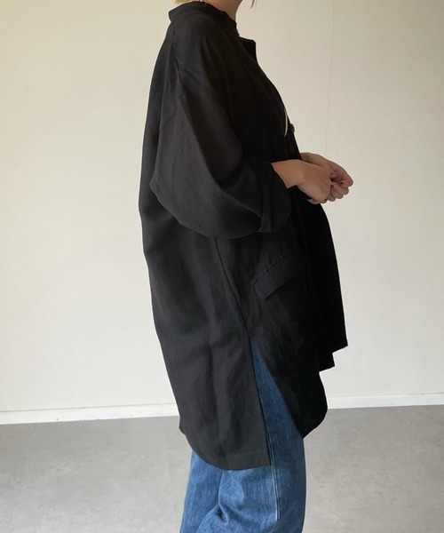 y/m by misato（イムバイミサト）の「ポプリンスタンドシャツジャケット（その他アウター・レディース・ブラック/ベージュ・FREE）」の17枚目の写真