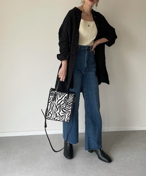 y/m by misato（イムバイミサト）の「ポプリンスタンドシャツジャケット（その他アウター・レディース・ブラック/ベージュ・FREE）」の13枚目の写真