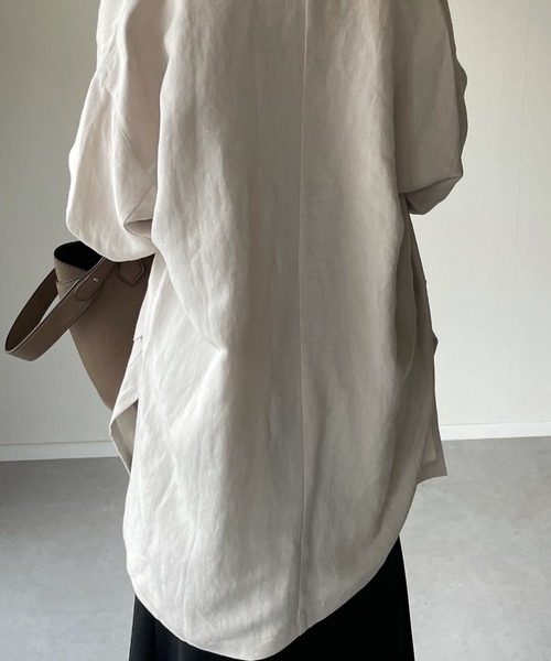 y/m by misato（イムバイミサト）の「ポプリンスタンドシャツジャケット（その他アウター・レディース・ブラック/ベージュ・FREE）」の18枚目の写真