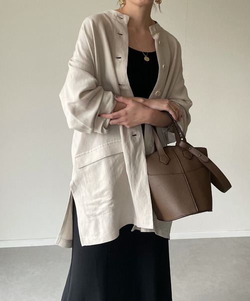 y/m by misato（イムバイミサト）の「ポプリンスタンドシャツジャケット（その他アウター・レディース・ブラック/ベージュ・FREE）」の16枚目の写真