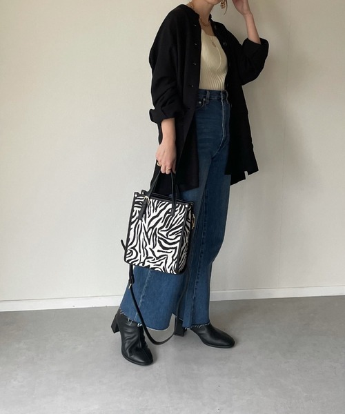 y/m by misato（イムバイミサト）の「ポプリンスタンドシャツジャケット（その他アウター・レディース・ブラック/ベージュ・FREE）」の11枚目の写真