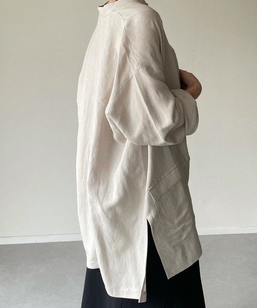 y/m by misato（イムバイミサト）の「ポプリンスタンドシャツジャケット（その他アウター・レディース・ブラック/ベージュ・FREE）」の6枚目の写真