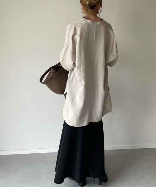 y/m by misato（イムバイミサト）の「ポプリンスタンドシャツジャケット（その他アウター・レディース・ブラック/ベージュ・FREE）」の8枚目の写真